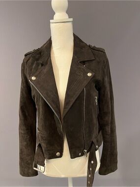 Blanc NYC Women’s Taupe Suede Moto Jacket